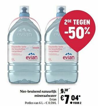 Delhaize Niet-bruisend natuurlijk mineraalwater evian aanbieding