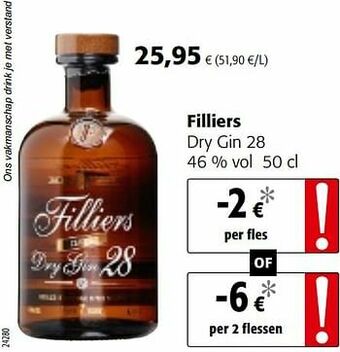Colruyt Filliers dry gin 28 aanbieding