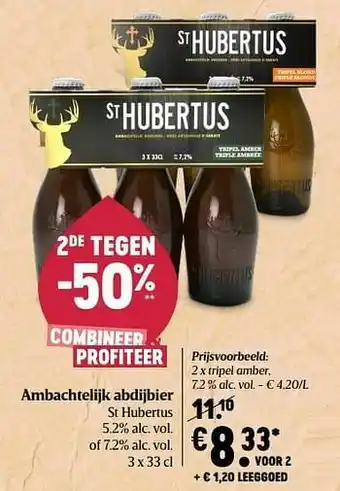 Delhaize Ambachtelijk abdijbier st hubertus tripel amber aanbieding