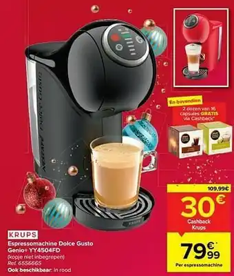 Carrefour Krups espressomachine dolce gusto genio+ yy4504fd aanbieding