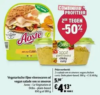 Delhaize Salade om te smeren vegan chicken curry delio plant-based aanbieding