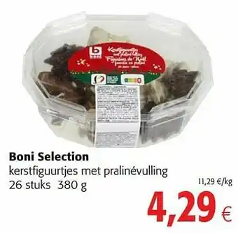 Colruyt Boni selection kerstfiguurtjes met pralinévulling aanbieding