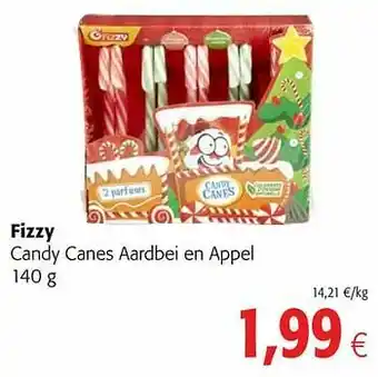 Colruyt Fizzy candy canes aardbei en appel aanbieding