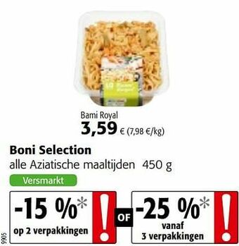 Colruyt Boni selection alle aziatische maaltijden aanbieding
