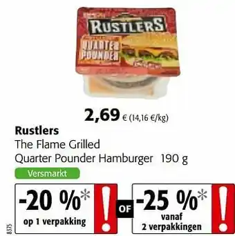 Colruyt Rustlers the flame grilled quarter pounder hamburger aanbieding