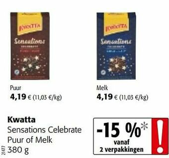 Colruyt Kwatta sensations celebrate puur of melk aanbieding