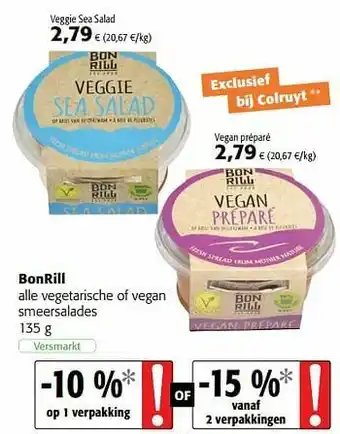 Colruyt Bonrill alle vegetarische of vegan smeersalades aanbieding
