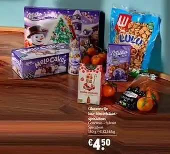 Delhaize Glutenvrije bio-sinterklaasspeculoos generous - sylvain speculoos aanbieding