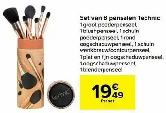 Carrefour Set van 8 penselen technic aanbieding