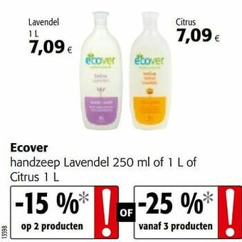 Colruyt Ecover handzeep lavendel of citrus aanbieding