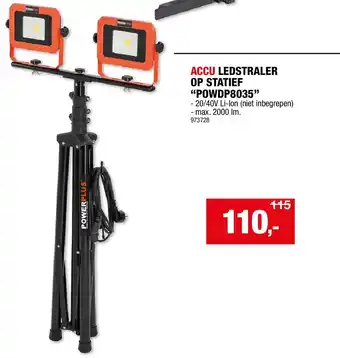 Hubo ACCU LEDSTRALER OP STATIEF “POWDP8035” aanbieding