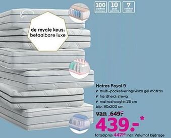 Leen Bakker Matras royal 9 aanbieding