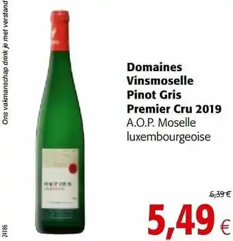 Colruyt Domaines vinsmoselle pinot gris premier cru 2019 a.o.p. moselle luxembourgeoise aanbieding