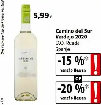 Colruyt Camino del sur verdejo 2020 d.o. rueda spanje aanbieding