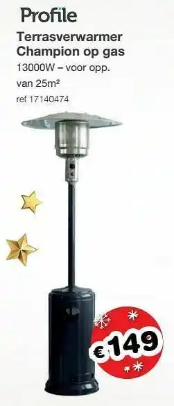 Terrasverwarmer champion op gas