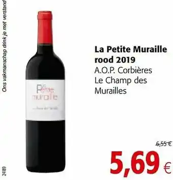 Colruyt La petite muraille rood 2019 a.o.p. corbières le champ des murailles aanbieding