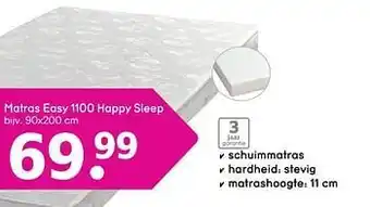 Leen Bakker Matras easy 1100 happy sleep 90x200 cm aanbieding