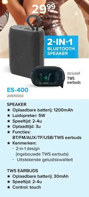 Euroshop Portable bluetooth speakers ES-400 aanbieding