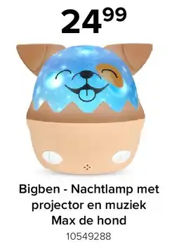 Euroshop Bigben - Nachtlamp met projector en muziek Max de hond aanbieding