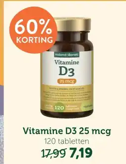 Holland & Barrett Vitamine D3 25 mcg aanbieding