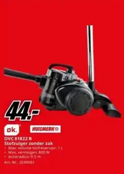 MediaMarkt OK huismerk OVC 81822 B stofzuiger zonder zak aanbieding