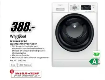 MediaMarkt Whirlpool FFS 8469 BV BE wasmachine voorlader aanbieding