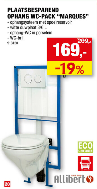 Hubo Plaatsbesparend Ophang WC-Pack "Marques" aanbieding