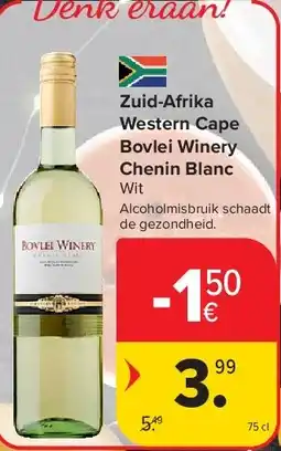 Carrefour Zuid-Afrika Western Cape Bovlei Winery Chenin Blanc aanbieding