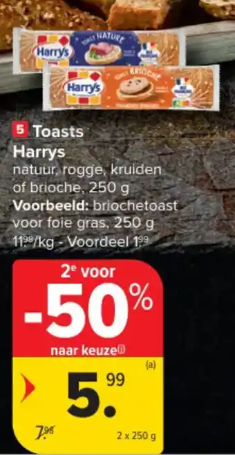 Carrefour Market Toasts harrys natuur rogge kruiden of brioche aanbieding