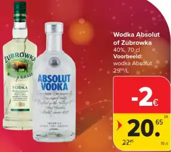 Carrefour Market Wodka Absolut of Zubrowka 40% aanbieding