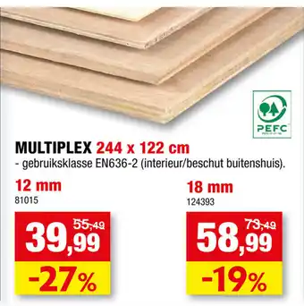 Hubo Multiplex 244x122cm aanbieding