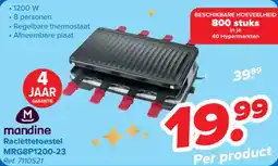 Carrefour Market Mandine raclettetoestel MRG8P1200-23 aanbieding