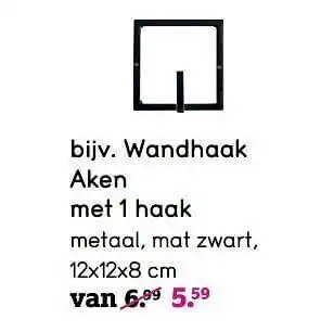 Wandhaak aken met 1 haak 12x12x8 cm