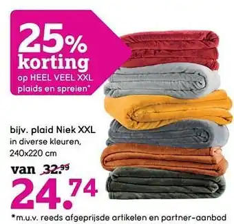 Leen Bakker Plaid niek xxl 240x220 cm aanbieding
