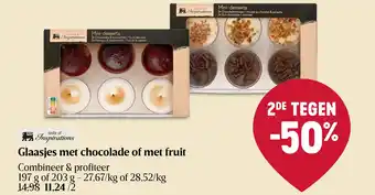 Delhaize Glaasjes met chocolade of met fruit aanbieding