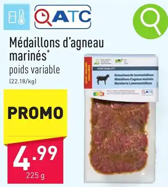 ALDI Médaillons d'agneau marinés aanbieding