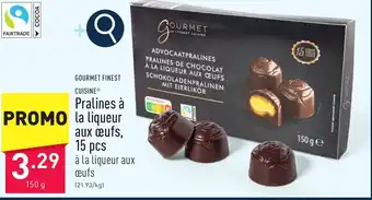 ALDI Gourmet finest cuisine pralines  à la liqueur aux œufs aanbieding