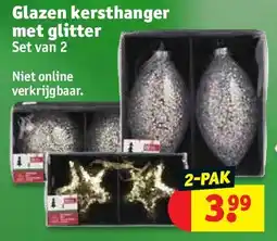 Kruidvat Glazen kersthanger met glitter aanbieding