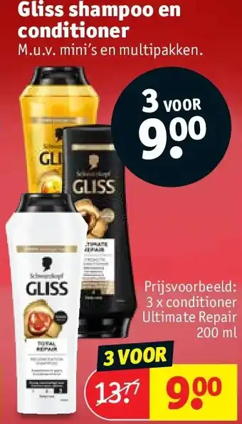 Kruidvat Gliss shampoo en conditioner aanbieding