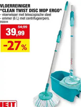 Hubo Leifheit vloerreiniger clean twist disc mop ergo aanbieding