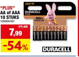 Hubo Duracell plus aa of aaa aanbieding