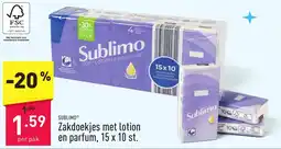 ALDI Sublimo zakdoekjes met lotion en parfum aanbieding