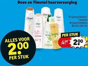 Kruidvat Dove en timotei haarverzorging timotei droogshampoo blond 245ml aanbieding