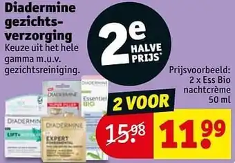 Kruidvat Diadermine gezichtsverzorging ess bio nachtcrème 50ml aanbieding