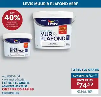 Zelfbouwmarkt LEVIS MUUR & PLAFOND VERF aanbieding