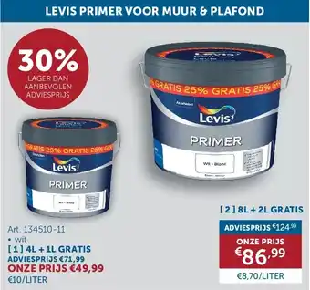 Zelfbouwmarkt LEVIS PRIMER VOOR MUUR & PLAFOND aanbieding