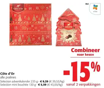 Colruyt Côte d'Or alle pralines Selection adventkalender 235 g aanbieding