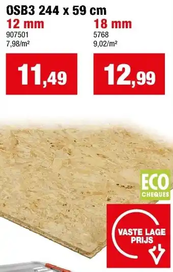 Hubo OSB3 244 x 59 cm 12 mm aanbieding