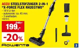 Hubo ACCU STEELSTOFZUIGER 2-IN-1 “X-FORCE FLEX RH2037WO” aanbieding