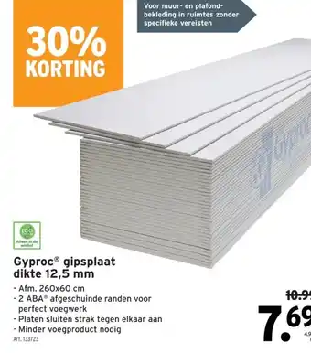 GAMMA Gyproc gipsplaat dikte 12,5 mm aanbieding